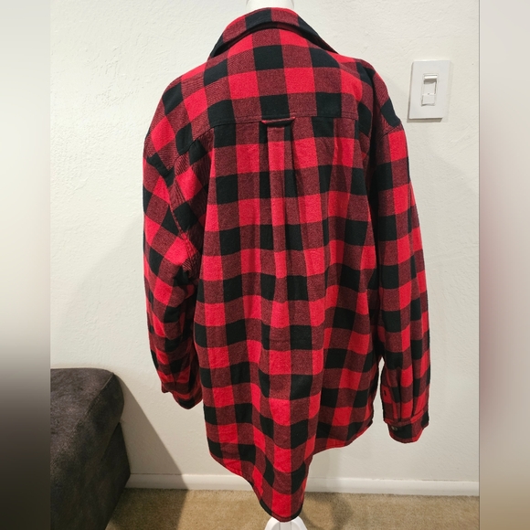 Smiths Workwear Fleece Lined Shirt Jacket Men's Red/Black XL EUC - Picture 3 of 6